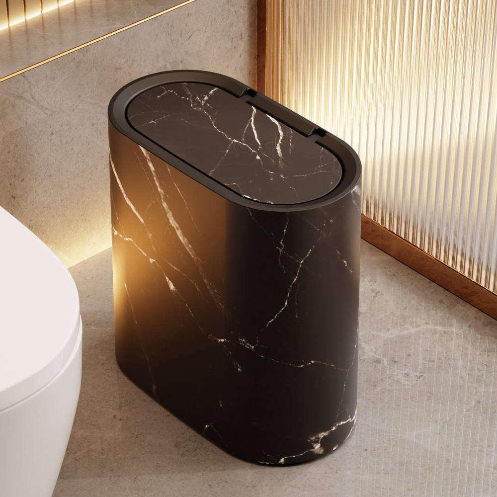 Home Essentials Bathroom Storage - سلة مهملات أنيقة بتصميم مينيماليستي، مناسبة