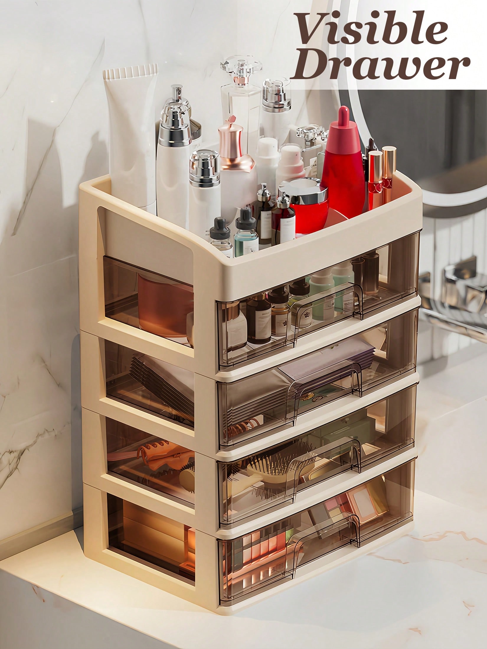 منظم مستحضرات التجميل، أدراج ت - مراجعة Home Essentials Bathroom Storage وسعره