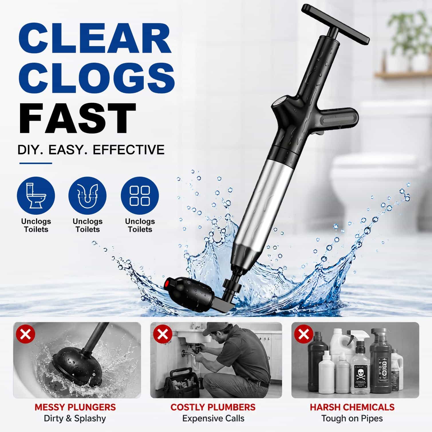 منظف مرحاض عالي الضغط، أداة فت - مراجعة Plunger Toilet وسعره