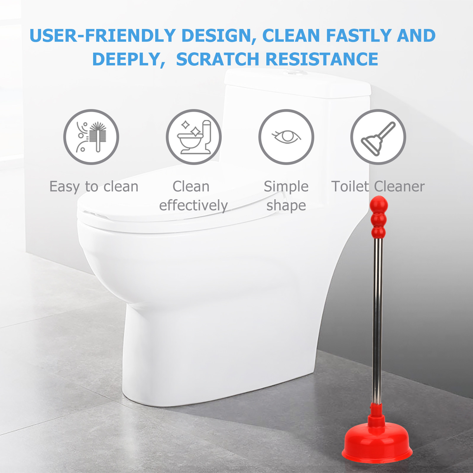 مكبس مرحاض قوي بمقبض طويل وقاع - مراجعة Plunger Toilet وسعره